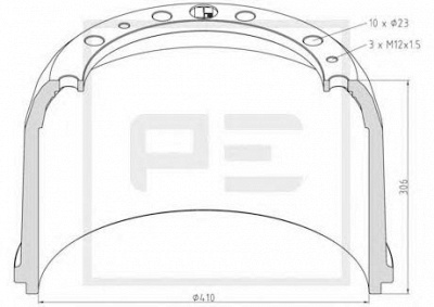 PE AUTOMOTIVE 01644300a -  Тормозной барабан